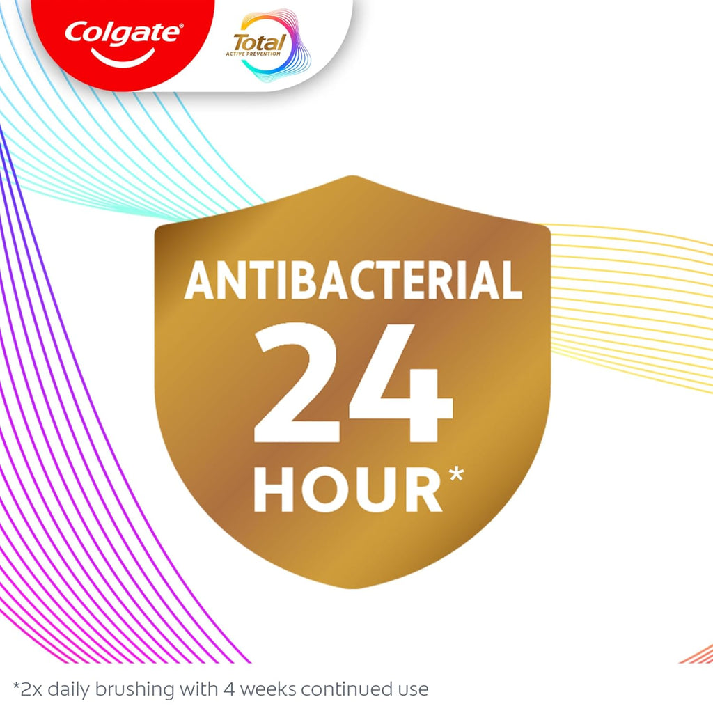 Colgate Total Whitening Toothpaste Paste, 5.1 oz, 2 Pack, Fluoride Antibacterial for Plaque, Gingivitis, Sensitivity, Stain Removal, Clinically Proven, Mint