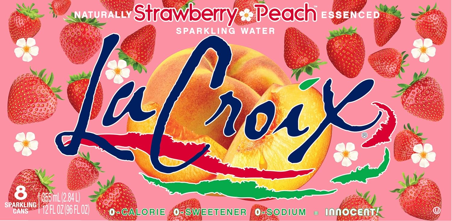 La Croix Sparkling Water, Strawberry Peach, 12 Fl Oz (Pack of 8)
