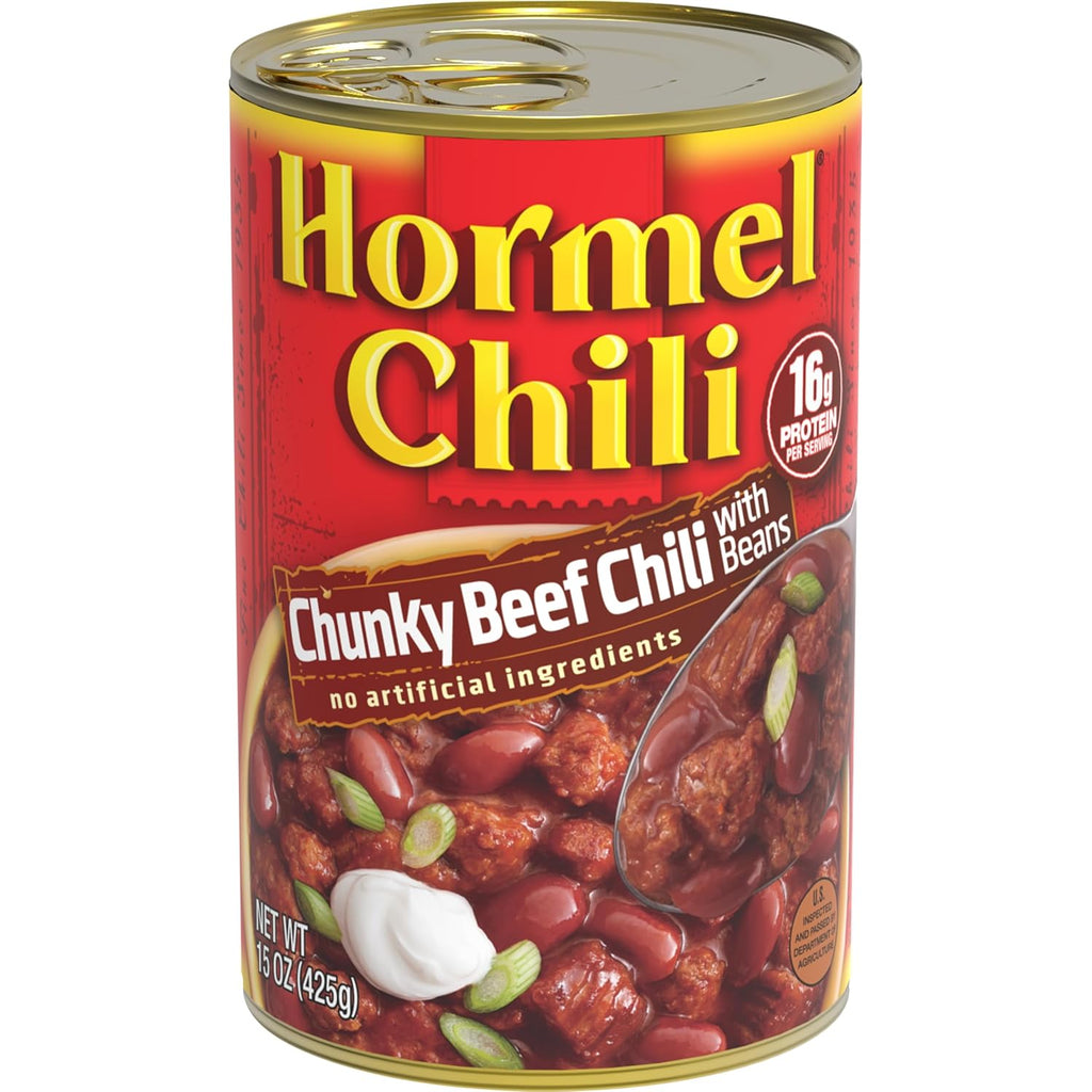 HORMEL Chili Chunky Beef Chili with Beans, No Artificial Ingredients, 15 Oz shipping free
