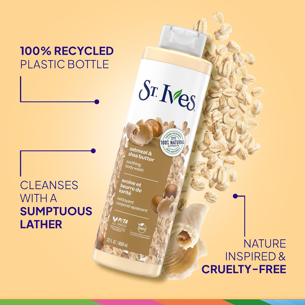 St. Ives Oatmeal & Shea Butter Body Wash | Moisturizing Body Wash for Sensitive and Dry Skin | 22 Fl. Oz.