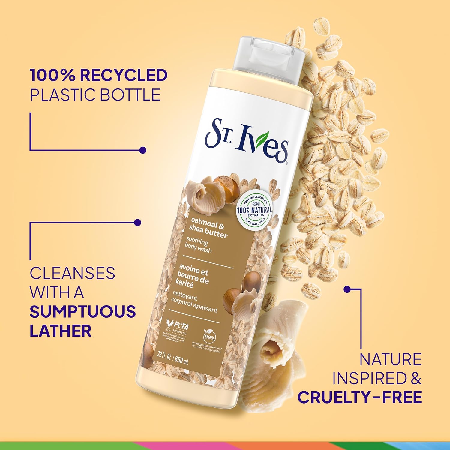 St. Ives Oatmeal & Shea Butter Body Wash | Moisturizing Body Wash for Sensitive and Dry Skin | 22 Fl. Oz.