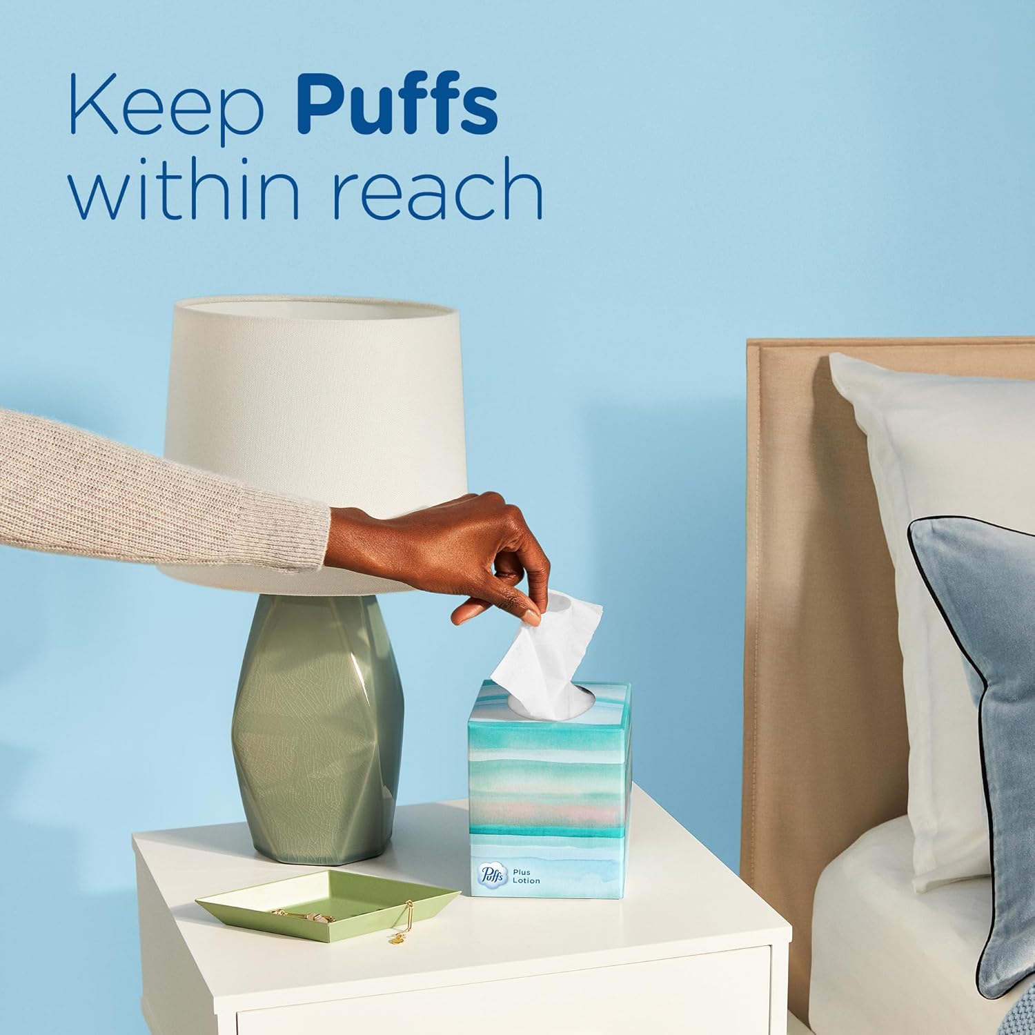 Puffs Plus Lotion Facial Tissue, 4 Mega Cube Boxes, 72 Tissues Per Box