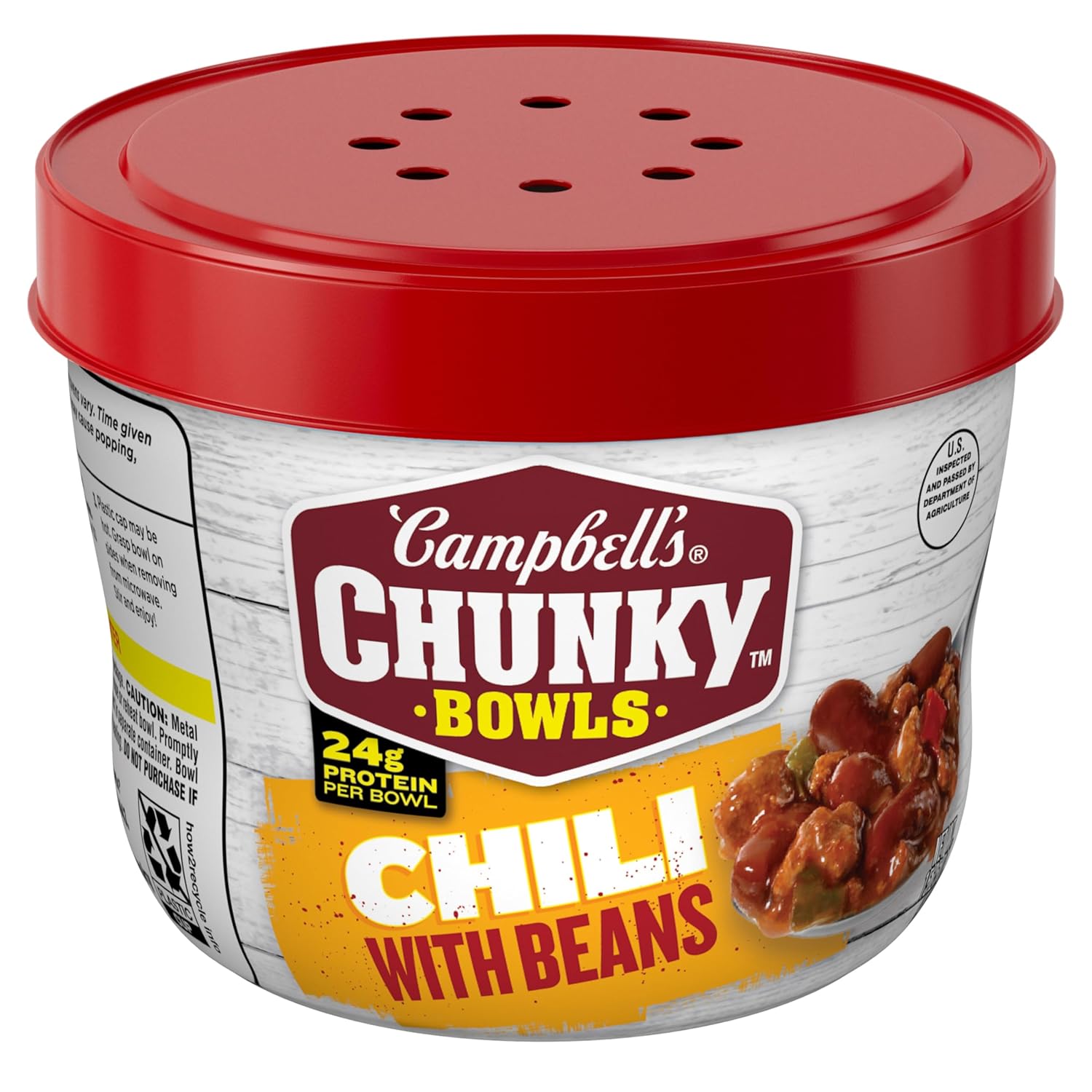 Campbell's Chunky Chili with Beans, 15.25 oz. Microwavable Bowl shipping free