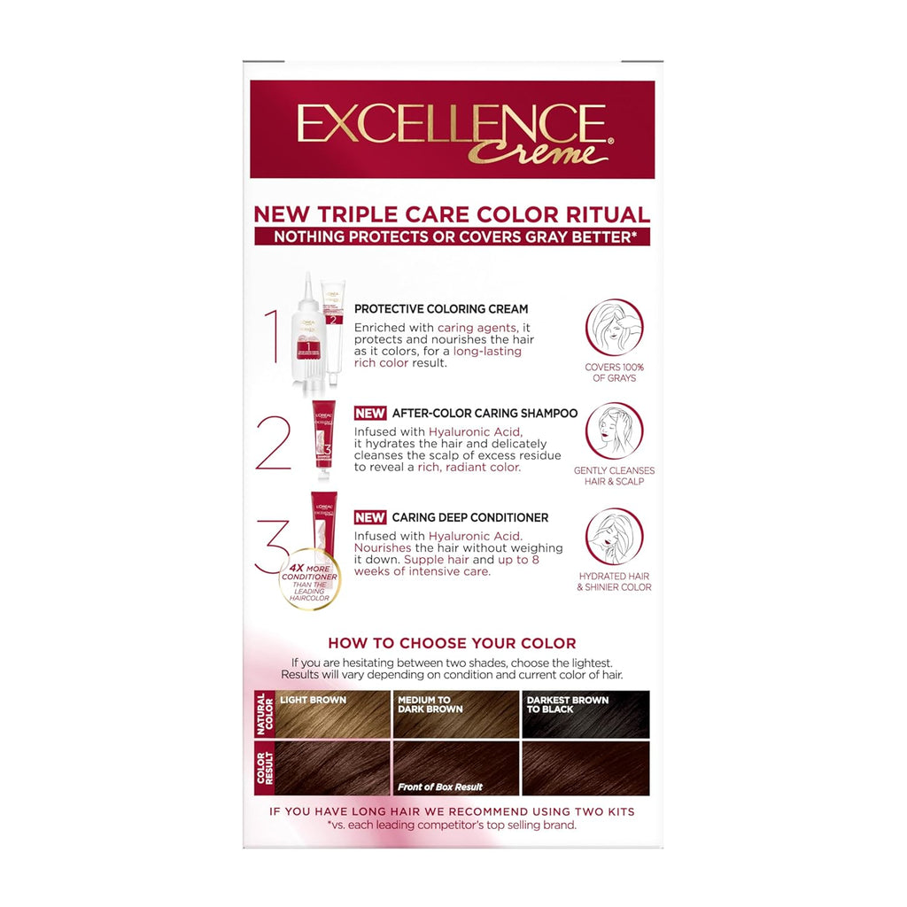 L’Oreal Paris Excellence Universal Nudes Permanent Hair Color, Ammonia Free Hair Dye for Gray Hair Coverage, 5N Natural Brown, 1 Hair Dye Kit