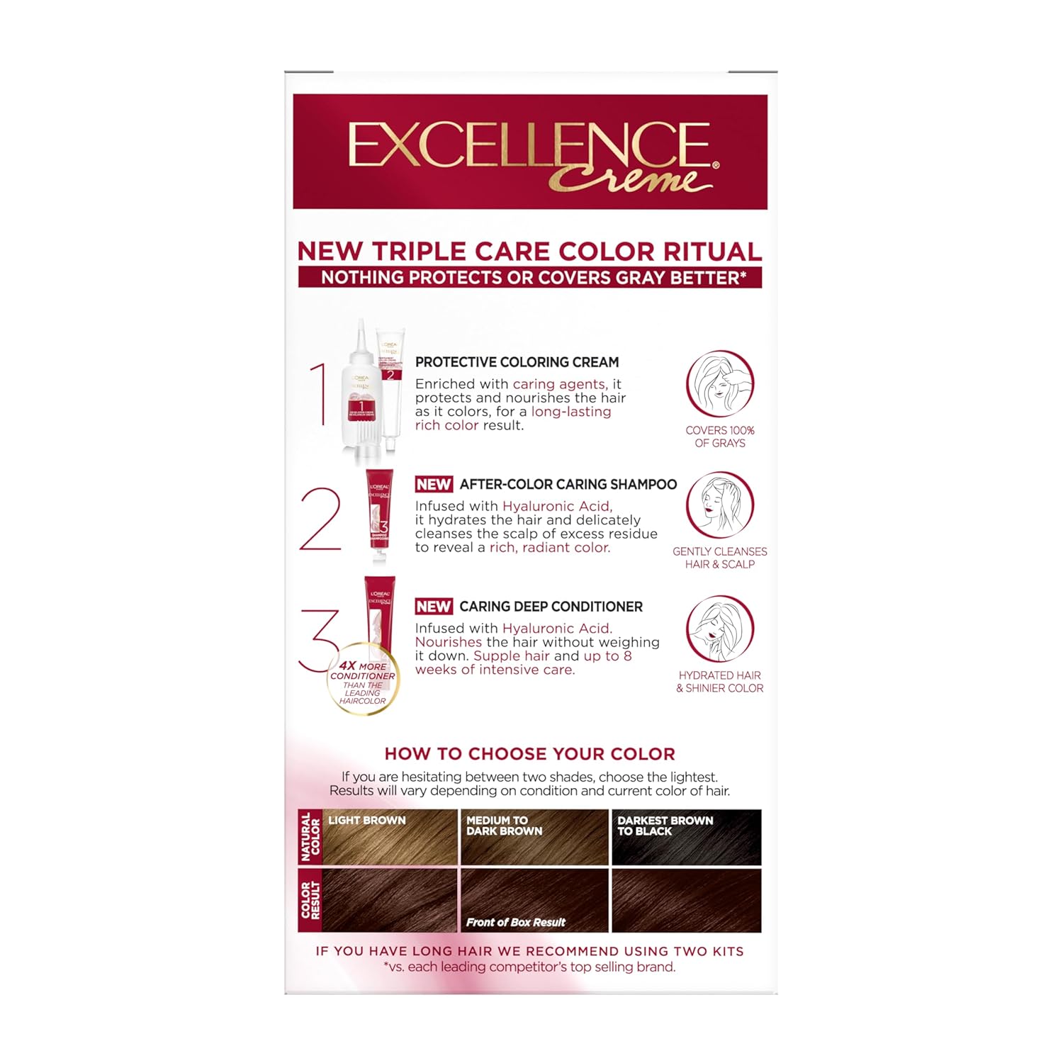 L’Oreal Paris Excellence Universal Nudes Permanent Hair Color, Ammonia Free Hair Dye for Gray Hair Coverage, 5N Natural Brown, 1 Hair Dye Kit