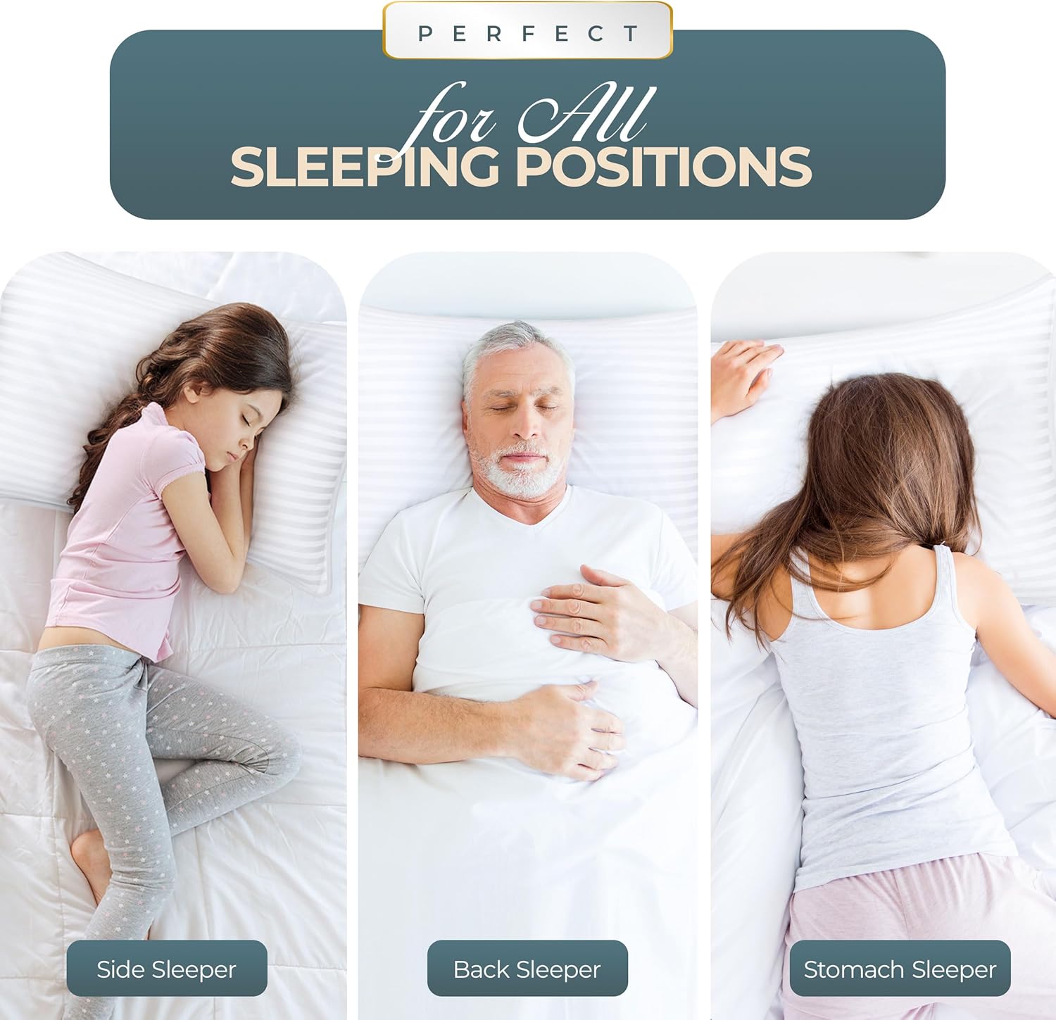 Utopia Bedding Bed Pillows for Sleeping Queen Size (White), Set of 2, Down Alternative Pillow for Sleeping, Cooling Hotel Quality Pillow Set for Back,