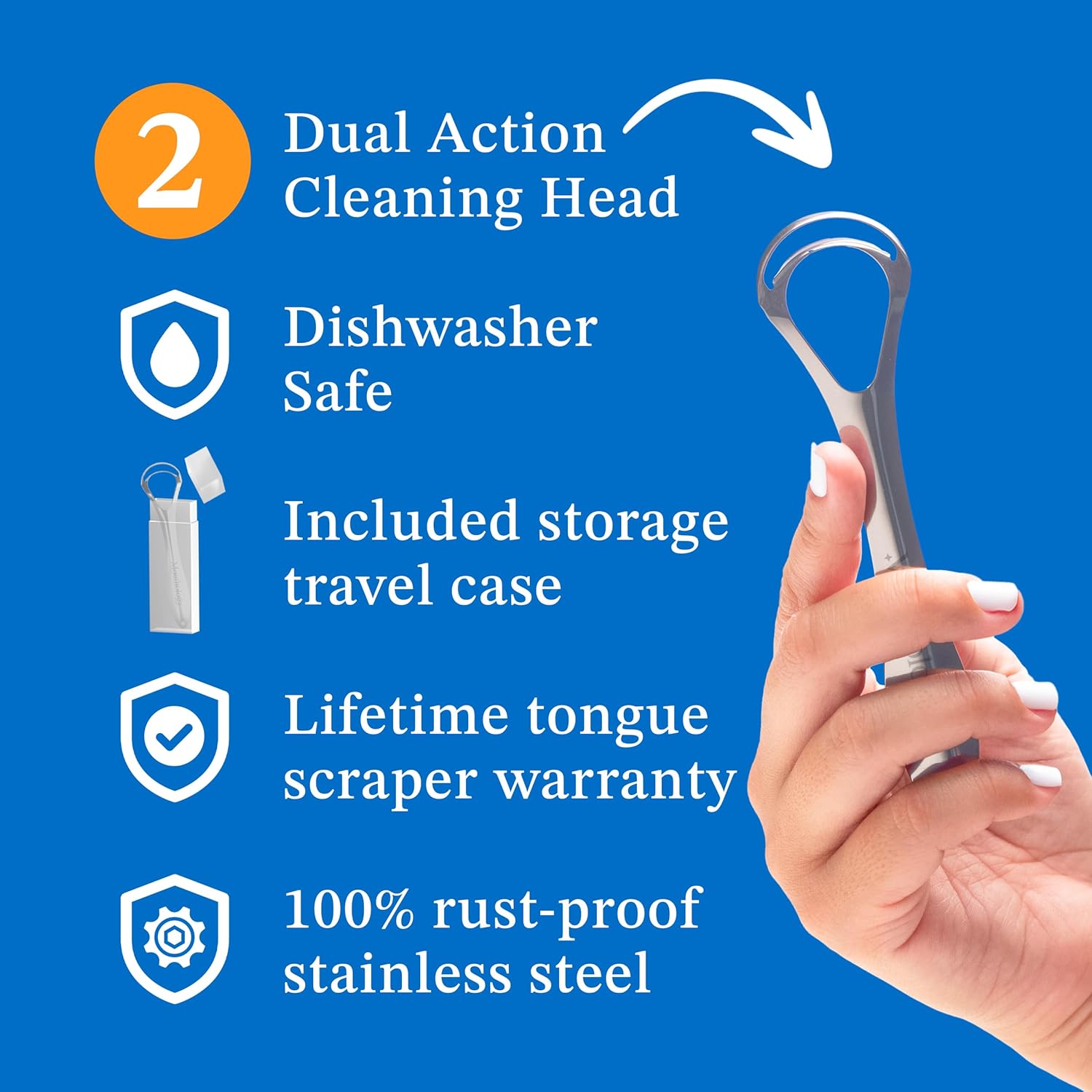Mouthology Tongue Scraper for Adults (2 Pack), Reduce Bad Breath, Metal Tongue Scraper, Tongue Cleaner,