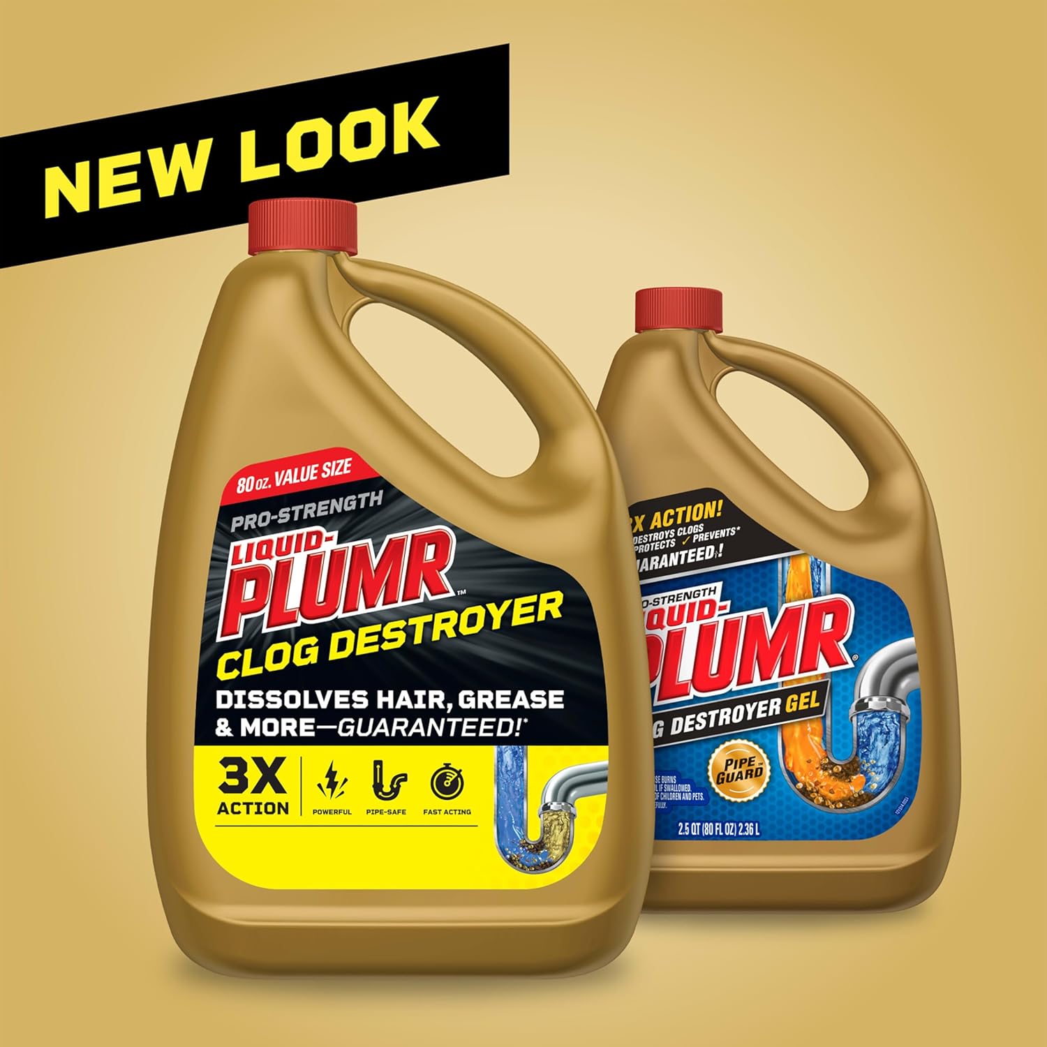 Clorox Liquid-Plumr Pro-Strength Clog Destroyer, Liquid Drain Cleaner, 80 Fluid Ounces