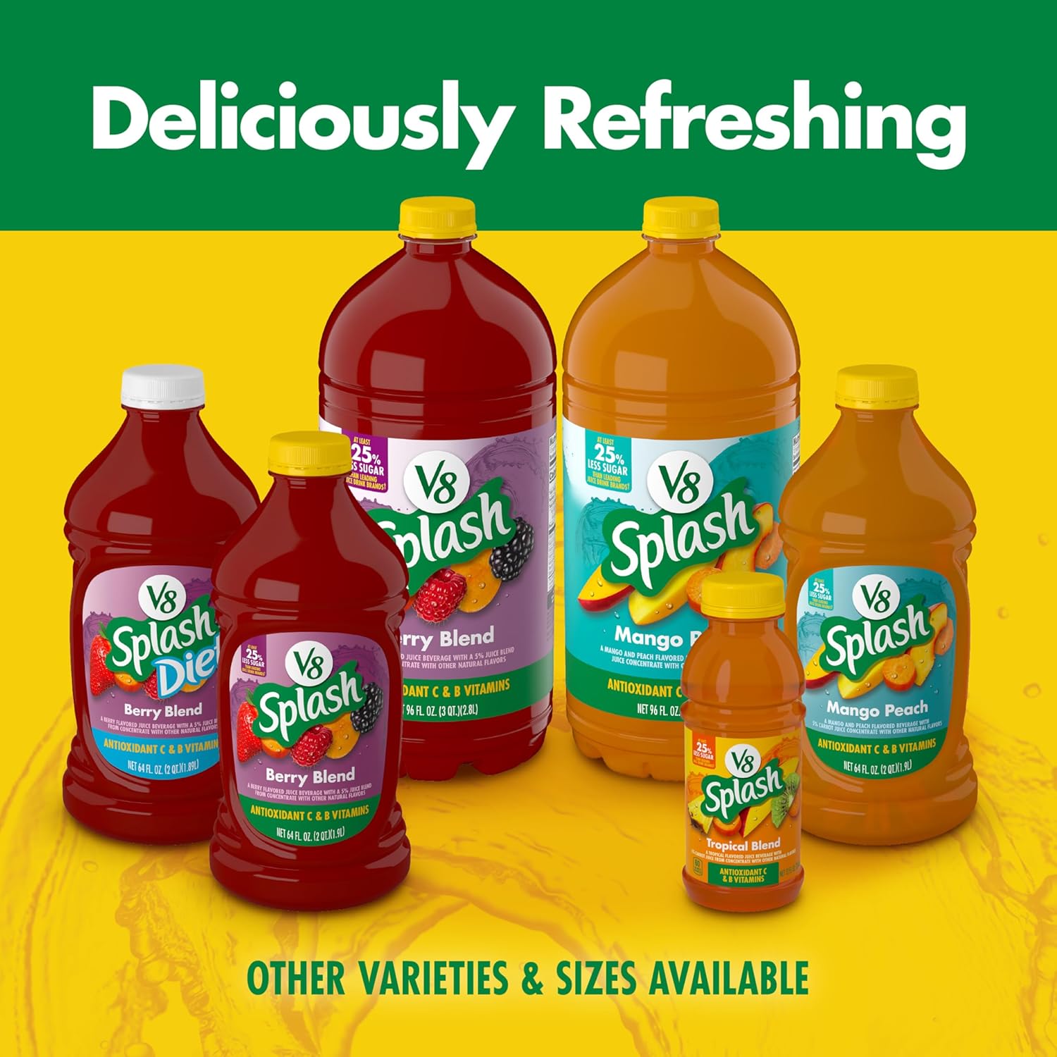 V8 Splash Berry Blend Flavored Beverage, 96 fl oz Bottle