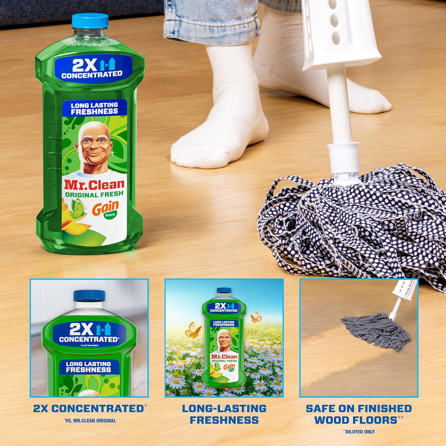 Mr. Clean All Purpose Cleaner, Floor Cleaner for Mopping Home, Bathroom, & Kitchen, Cleaning Liquid for Mop