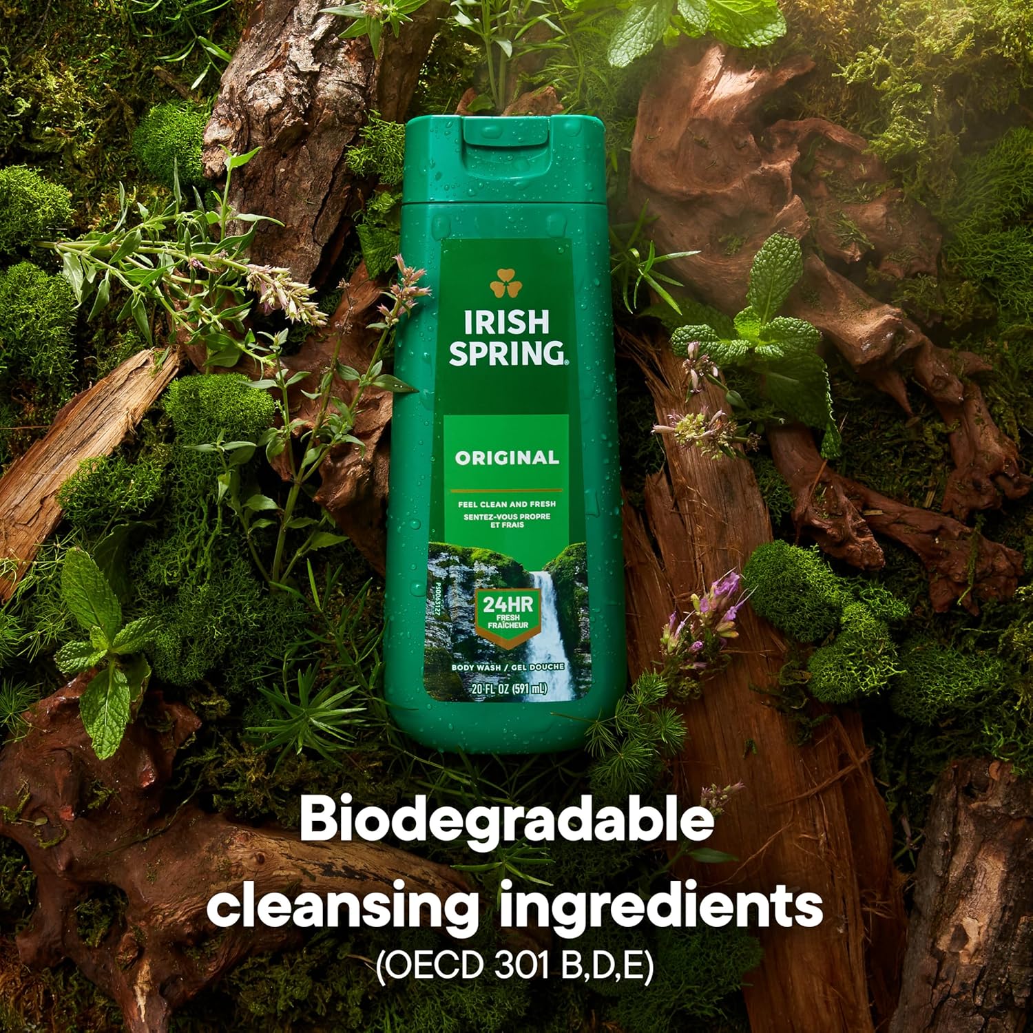 Irish Spring Original Moisturizing Body Wash for Men, 24-Hour Fresh, Face and Body Wash, Men’s Body Wash, Biodegradable Ingredients, Paraben Free, Cool Fresh Scent, 20 fl oz Bottle (2 Pack)