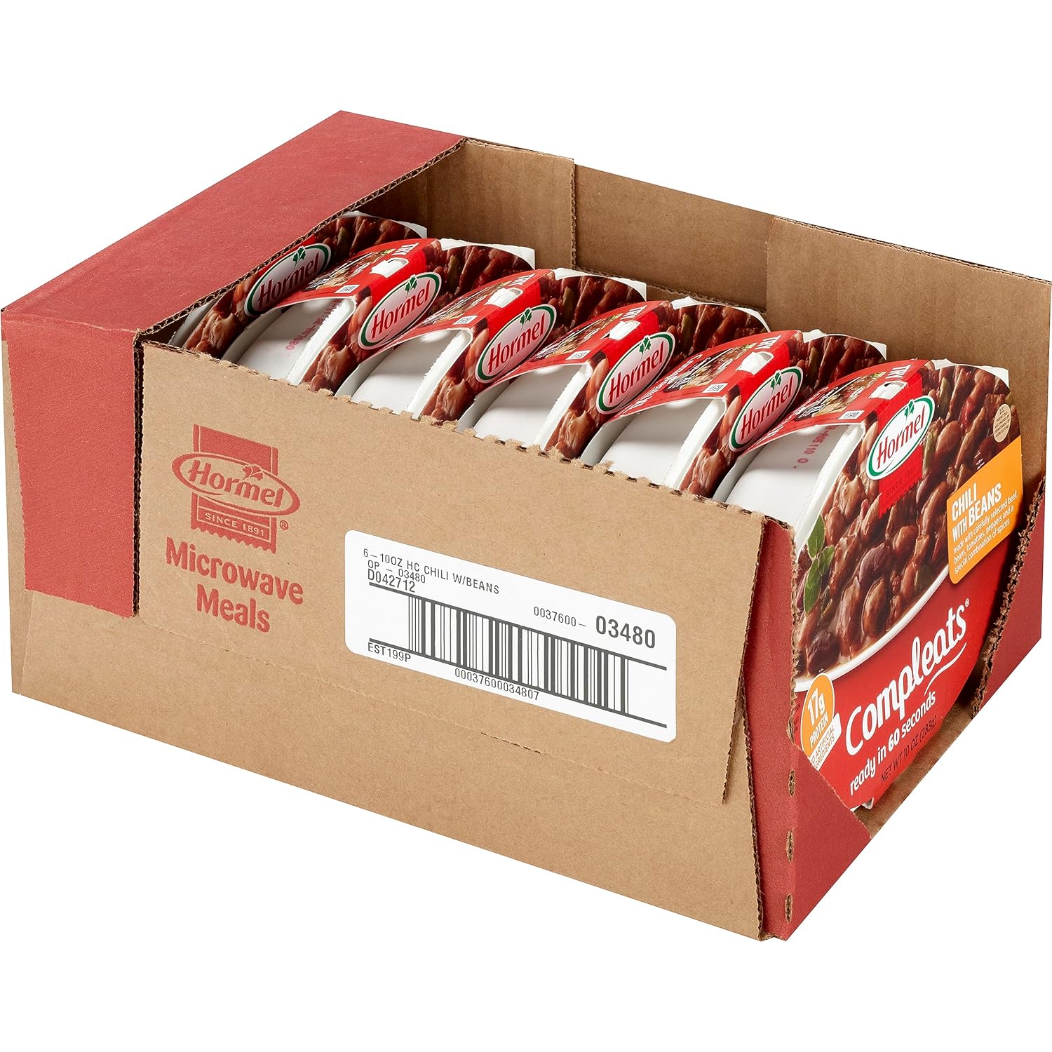 HORMEL COMPLEATS Chili with Beans Microwave Tray, 10 Ounces (Pack of 6) shipping free